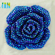 2015 populaires boucles brillantes métalliques placage bleu résine fleur